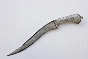 Indo Persian Rajput Damascus Steel Blade Silver Calligraphy Inlay Work Dagger - Picture 1 of 24