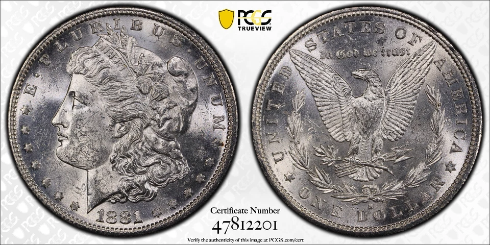 1881-S Morgan Silver Dollar PCGS MS61 *Cartwheel Luster Protected by Gold Shield - Image 1 of 3