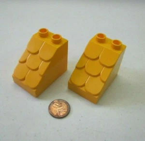Lego Duplo 2 Yellow Gold Shingle Roof Overhang House Building Block Brick Piece - Picture 1 of 3