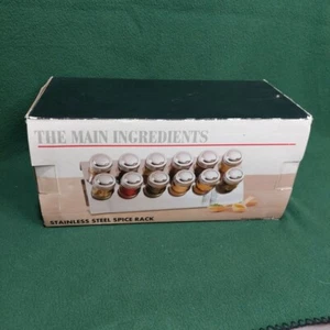 12 Jar Stainless Steel Spice Rack Organizer Double Row Wall Mount or Counter Top - Picture 1 of 12