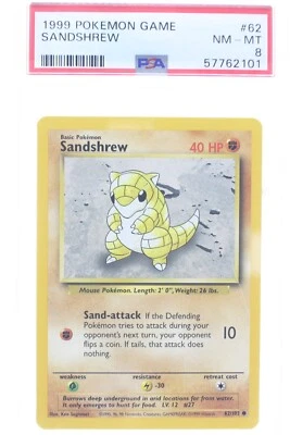 PSA 8 NEAR MINT MINT 1999 Pokémon Game Base #62 Sandshrew !!! - Image 1 of 4
