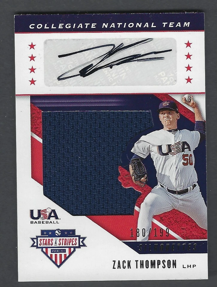 Zach Thompson 2019 Panini Stars & Stripes Silhouettes Patch AUTO /199 Cardinals - Image 1 of 1