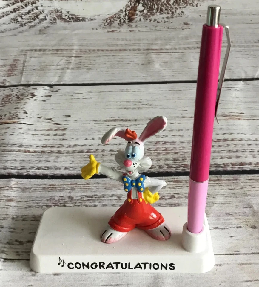 RARO Juego de Bolígrafos Caja Disney Felicitaciones Figura Roger Años 80 Quién Enmarcó LEER Foto 1 de 4