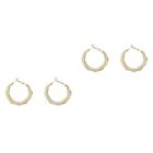 2 Pairs Circle Hollow Stud Earrings Copper Hoop Earings