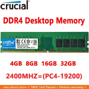 Crucial DDR4 16GB 8GB 4GB 2400 PC4-19200 288pins Desktop Memory Dimm Ram 1.2V - Picture 1 of 16