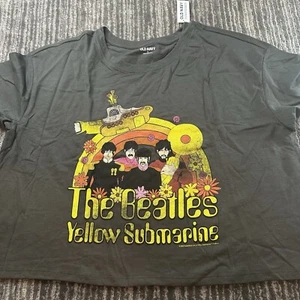 The Beatles Yellow Submarine T Shirt Womens XL Cropped Top Logo Tee Old Navy New - Picture 1 of 10