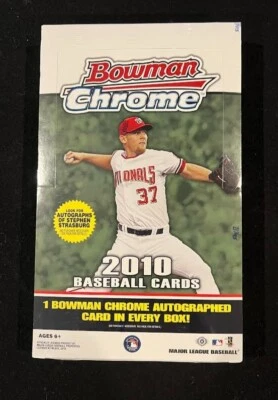 2010 Bowman Chrome Baseball Hobby Box MLB Factory Sealed Strasburg RC Year - Image 1 of 2