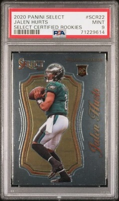 2020 Jalen Hurts RC Panini Select Certified Rookies #SCR22 / PSA MINT - Eagles - Image 1 of 2