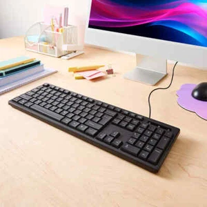 NEW USB Wired Keyboard BLACK CORDED CABLE Multimedia KeyBoard Plug & Play - Picture 1 of 6