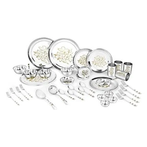 Edelstahl 42-Pieces Geschirr Serviergeschirr Dinner Set, Silber - Bild 1 von 9