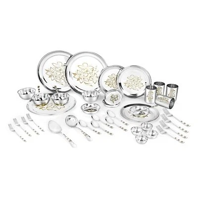 Edelstahl 42-Pieces Geschirr Serviergeschirr Dinner Set, Silber - Bild 1 von 4
