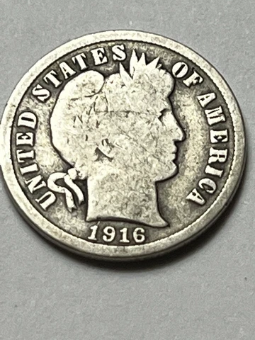 1916-P Barber Dime 90% Silver, Over 100 Years Old  Fill Your Album Lot U709 Cover