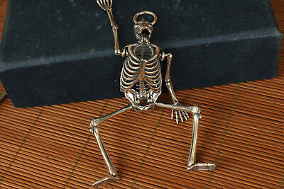 Rare 26g Standard Silver Personality Flexible Human Skull Pendant Necklace • 83.99£