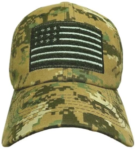DIGITAL WOODLAND CAMO PATCH TACTICAL FORCES OPERATOR AMERICA USA FLAG CAP HAT OS - Picture 1 of 3