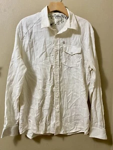VOLCOM Tailored Shirt White Button Down Long Sleeve Logo Mens L - Picture 1 of 7
