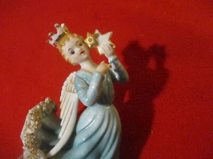Ángel Brillante Azul Lenwile Ardalt Porcelana con Estrella - Ala Trasera Falta Sección - Imagen 1 de 7