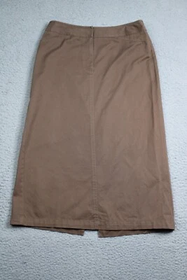 Saia Raphaella Petites Feminina 8P Marrom Lápis Carreira Zíper Frontal Midi Algodão - Imagem 1 de 4