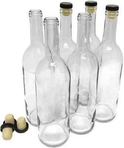 Nicebottles Botellas de Vino con Corchos, Transparente, 750Ml - Pack de 6 - Imagen 1 de 1