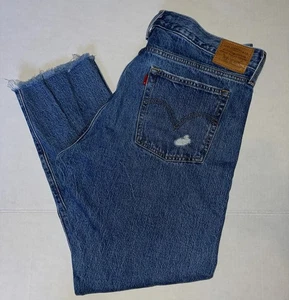 Levi's Wedgie Premium Jeans Gr. 33 Medium Wash 100% Baumwolle Knopfleiste roher Saum - Bild 1 von 5