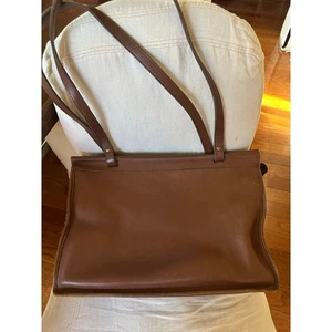 Jack Georges Belmont British Tan Leather Dowel Tote Shoulder Bag Aktentasche Vintage  - Bild 1 von 21