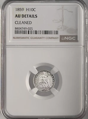 1859  H10C LIBERTY SEATED HALF DIME  NGC AU DETAILS "CLEANED" #8404749-025 - Image 1 of 4