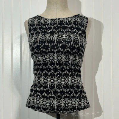 Regata Dressbarn preta lantejoulas renda S feita nos EUA Y2K esposa máfia glam noite vintage - Imagem 1 de 4