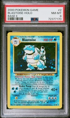 2000 Pokemon Base Set 2 Blastoise #2 Holo Rare PSA 8 w/ Nice Swirl - Image 1 of 2