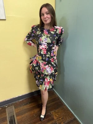 Vintage Jodi Michaels 2 Piece Floral Dress Tiered Skirt & Button Up Shirt Sz 7/8 - Image 1 of 4