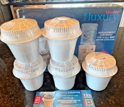 5 PK- Genuine Little Luxury Vitality Mini Water Coolers SEALED Filter Cartridges - Image 1 of 2