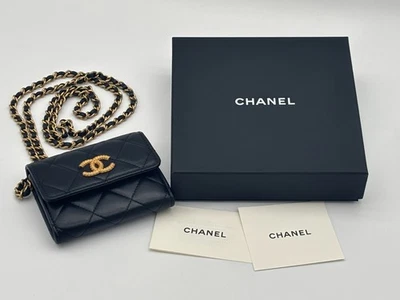 CHANEL Mouton Matelasse Wallet Chain Shoulder  Leather Black  japan - Image 1 of 4