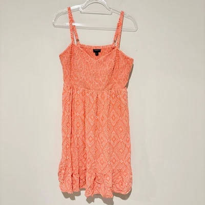Torrid со сборками миди платье геометрический дизайн Flowy эластичный оранжевый белый размер 2 - Изображение 1 из 4