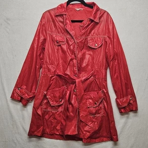 Vintage JCPenney Jacket Womens Large Nylon Belted Utility Pockets Macao 80s 90s - Picture 1 of 10