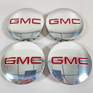 👀 2014-2024 GMC Sierra 1500 / Yukon 3 1/4" Chrome Center Caps 22837060 SET/4 ✅ - Picture 1 of 12