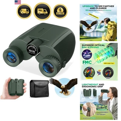 Binoculars for Adults Kids 10x25 Waterproof Compact Bird Watching Travel - Image 1 of 4