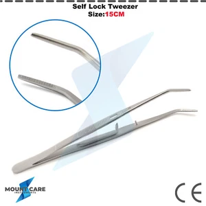 Dental Self Locking Tweezer 15cm Surgical Cotton Dressing Forceps Dental Lab - Picture 1 of 3