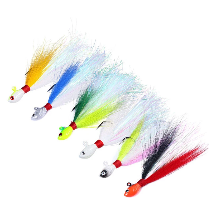 6 Pack Inchiku Bucktail Jig Head Sea Fishing Wobbler Bait Multicolor Trout Bass - Bild 1 von 4