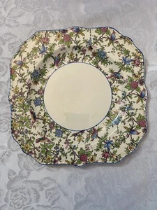 Steubenville Ivory Parrots Floral Chintz Square Plate 9 1/2” STB131 - Picture 1 of 5