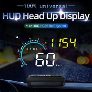 3.5" Car Digital LED GPS OBD2 Head Up Display Gauge Overspeed Speedometer Alarm - Foto 1 di 11
