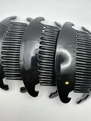 3 set Jumbo Banana Comb Clip Thick Hair Riser Claw Interlocking Jaw Extra Black. - Image 1 of 2