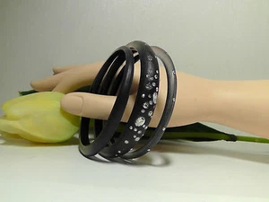 Juego de 3: Juego de Brazaletes de Polvo Triple Negro Alexis Bittar Lucite***NUEVO CON ETIQUETAS** - Imagen 1 de 8
