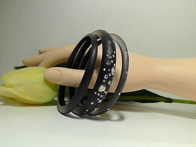 Juego de 3: Juego de brazalete brazalete triple negro Alexis Bittar Lucite*****NUEVO CON ETIQUETAS** Foto 1 de 4