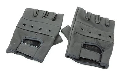 Fingerless Gloves Leather Black Men's Lightweight Heavy Duty Thick Ridings  - Image 1 of 4