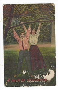 POSTCARD: Unused; Divided; Early 20th Century - Couple suspended from tree - Photo 1/2
