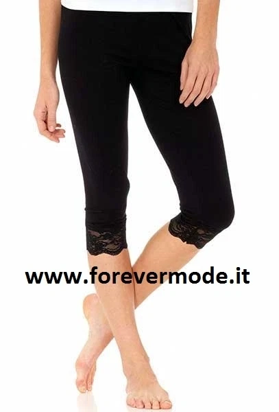 Leggings pantacapri donna Tramonte in microfibra con bordo in pizzo art Pizzo C - Immagine 1 di 2