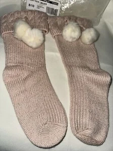 Ugg Girls Socks Size 8/10 K Raana Pom Pom Rain Fairy Pink/Silver NEW - Picture 1 of 6