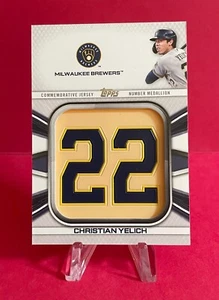 Maglia Topps Players 2022 numero medaglione JNM-CY Christian Yelich - Brewers - Foto 1 di 2