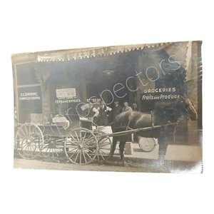 Croff & Snyder Grocer RPPC Postcard EC Garmire Tobacco Cigars Men Horses 1800s - Picture 1 of 2
