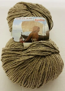 Katia  Ceilan 100%  Silk Yarn Lot of 6  Light Brown Chained Ply Tan New Vintage - Picture 1 of 6