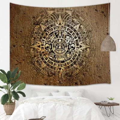 Calendario Místico Tapiz Maya Colgante de Pared Grande Tela Bohemia Decoración de Habitación Foto 1 de 4