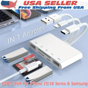 5 in 1 TypeC Fast USB3.0 OTG Adapter SD TF Card Reader For iPhone/Samsung/Camera - Picture 1 of 10